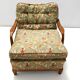 Pair of Olive Green Fabric Armchairs by Paolo Buffa with Walnut Frame