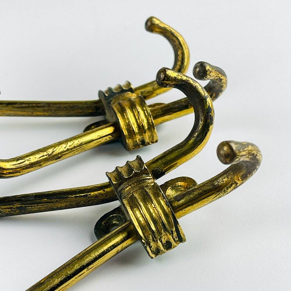 Vintage brass coat hooks, Italy, 1950s, set of 2
