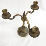 old Candlestick with 3 branches, Bronze Candlestick
