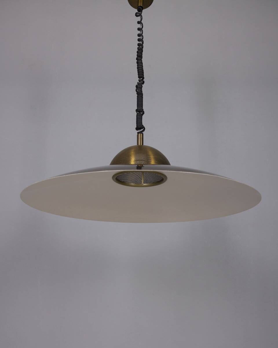 Vintage 70's italian design metal rolling chandelier