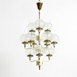 Large 1960s brass and glass tulip ceiling lamp by Hans Agne Jakobsson
