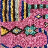 Boho chic Moroccan pink wool rug