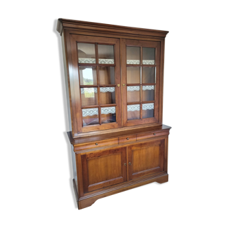Buffet-dresser-bookcase in solid cherry wood, Grange manufacture