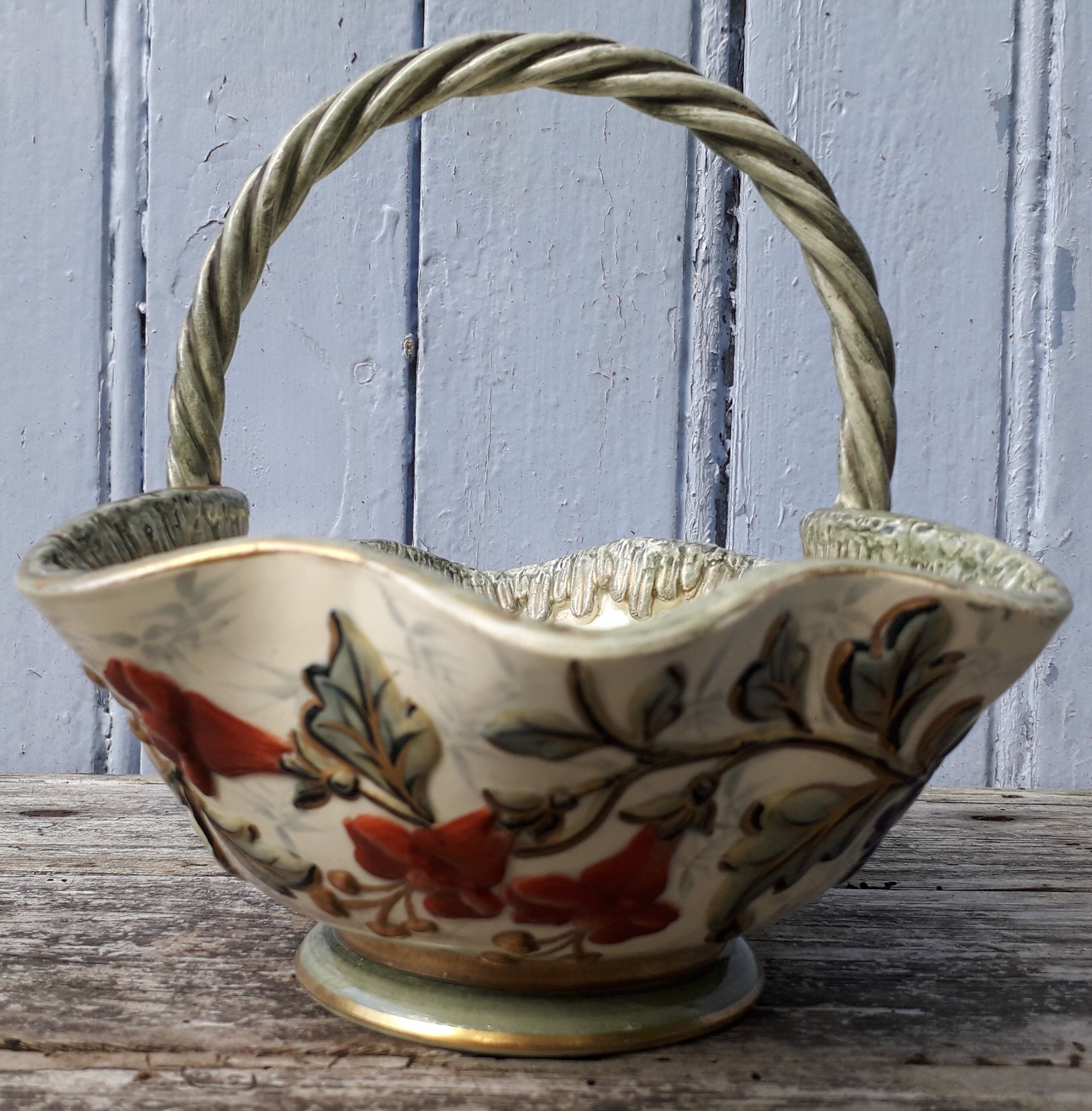 Basket trinket bowl Keller and Guerin Lunéville art nouveau