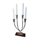 Art deco candlestick in stainless steel and rosewood, 4 flames, Spain, 1970s