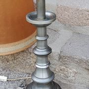 Pair of 70s Kaiser Leuchten lamps in brushed metal with original shades