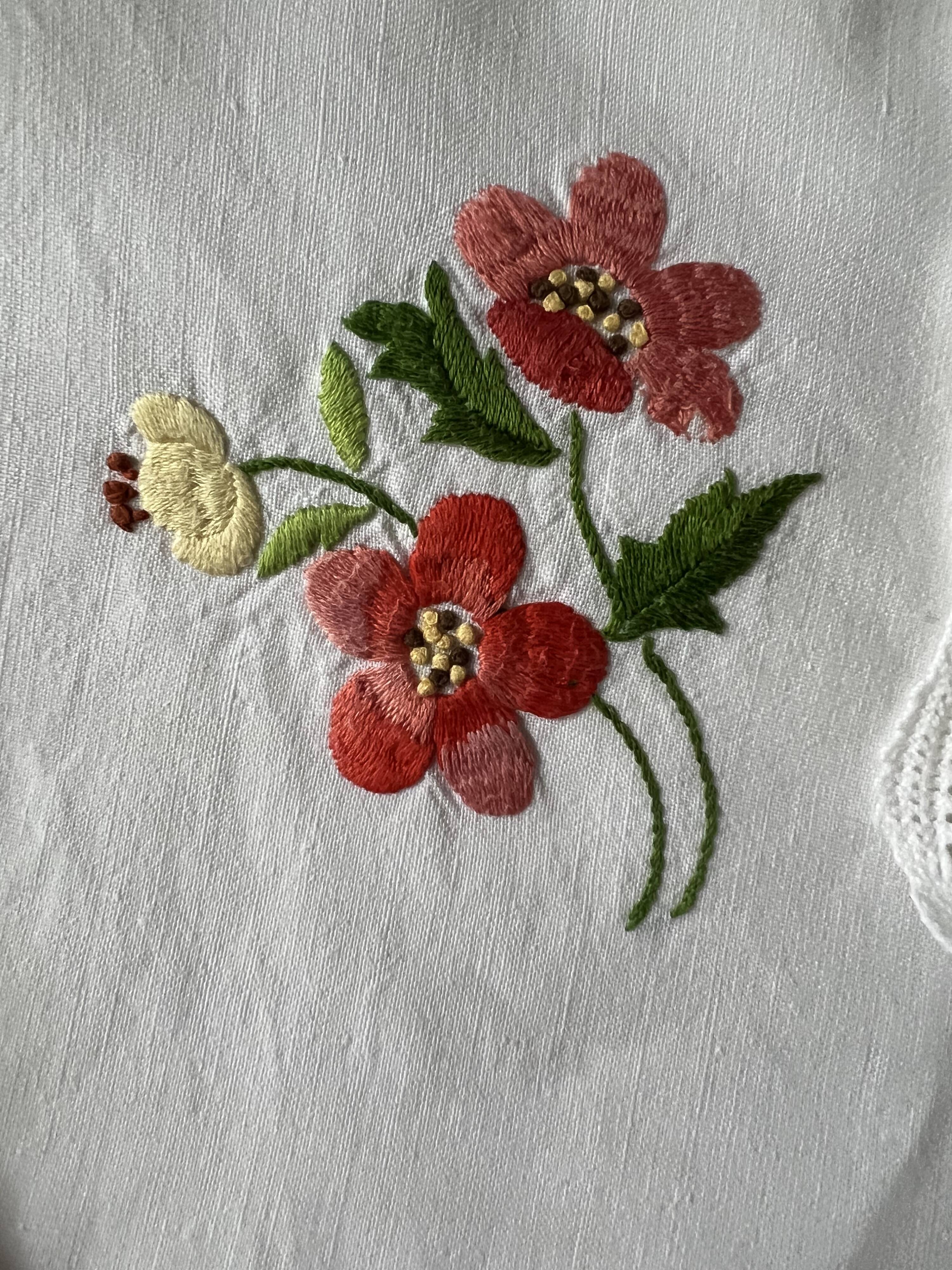 7 antique and embroidered napkins
