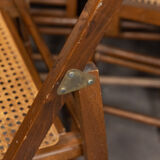 Suite of 11 folding chairs with canning 1980 wooden surround