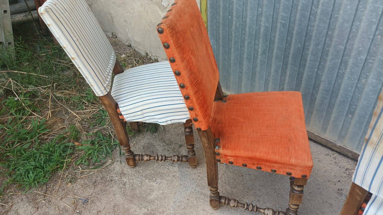 Wooden and upholstered chairs