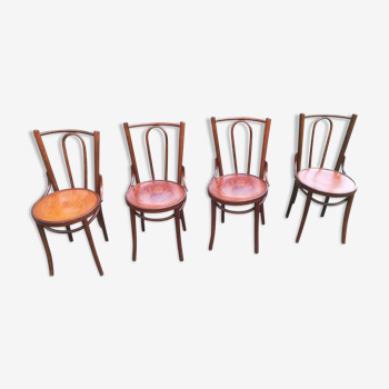 Lot de 4 chaises bistrot Art déco assises sérigraphiées