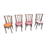 Lot of 4 Chairs Bistro Art Deco seated screen-printed