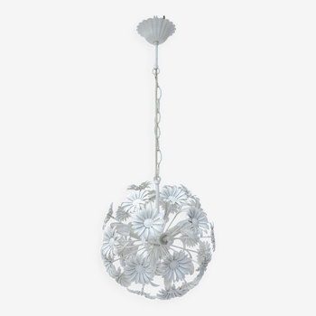 Lustre marguerites blanches forme boule.