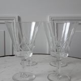 Set of 4 crystal glasses engraved 60s