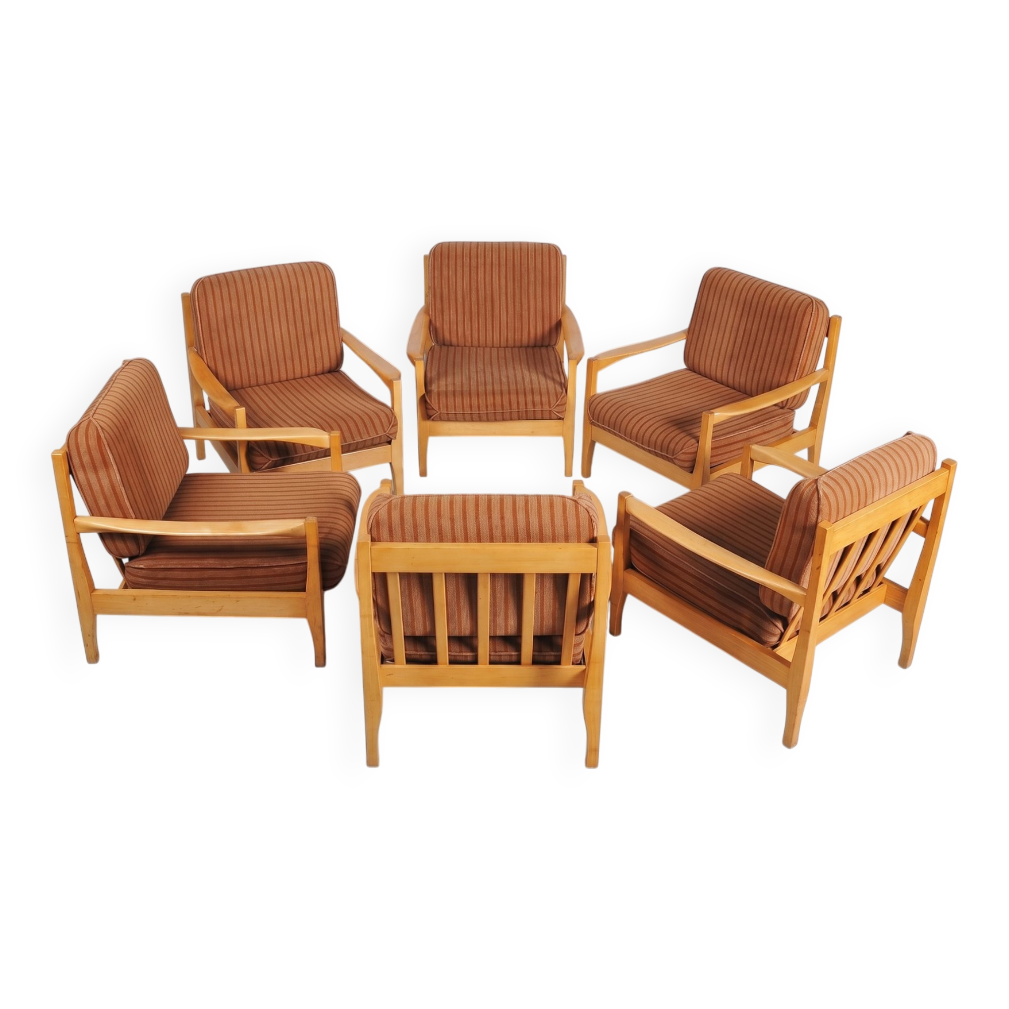 Mid-Century Armchairs from Jitona Soběslav, Czech, 1960s, Set of 6