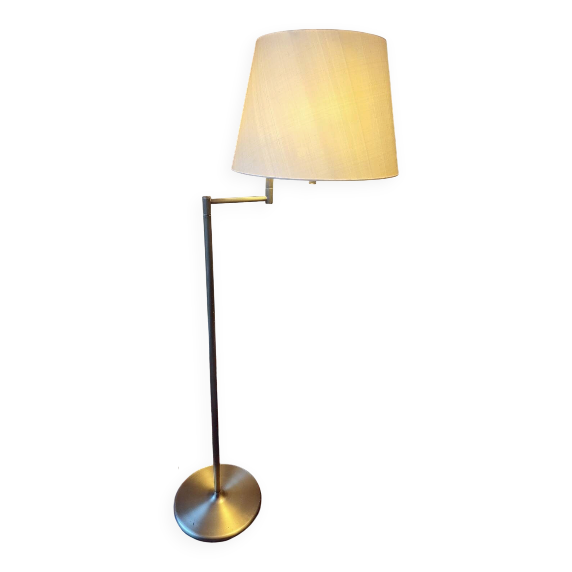 Walter von Nessen brass swivel-arm floor lamp with uplight, 1960s
