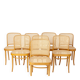 Set of 8 Ligna Bentwood Dining Chairs, Beechwood & Vienna Cane, 1960s-1970s