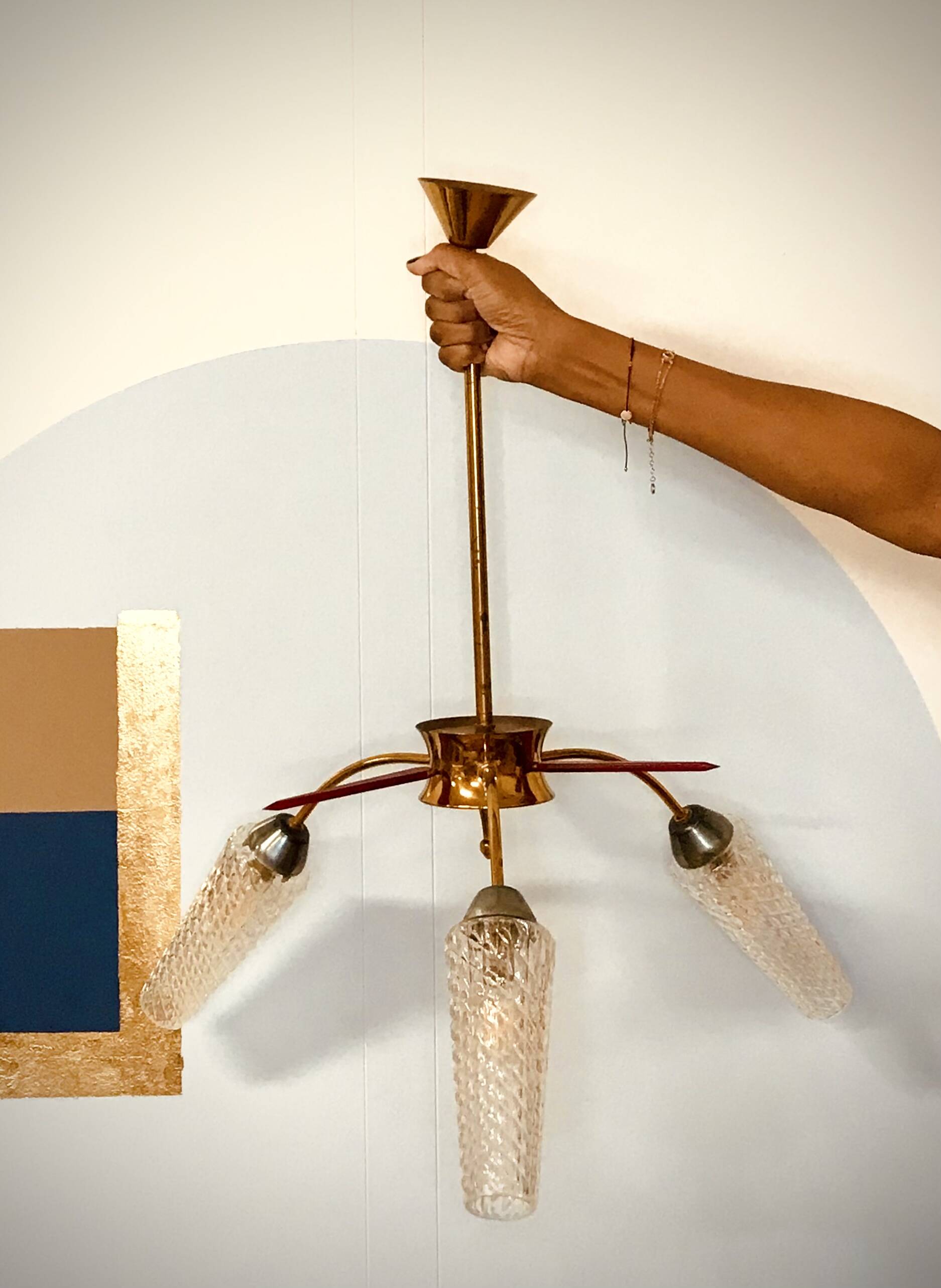 Mid-Century 3 Arm Spider Pendant Light