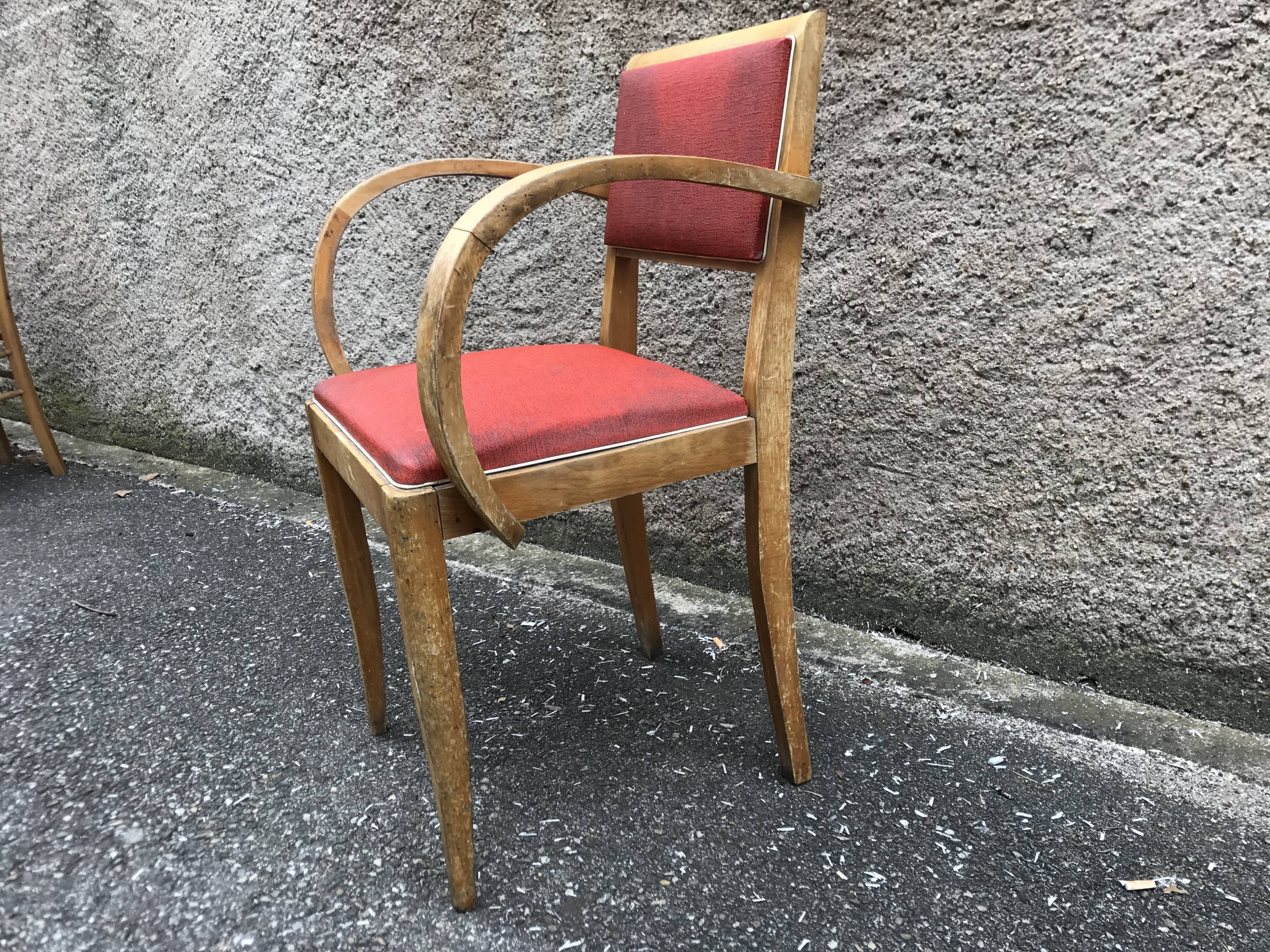 Chair bridge beech wood ska red 1950 vintage