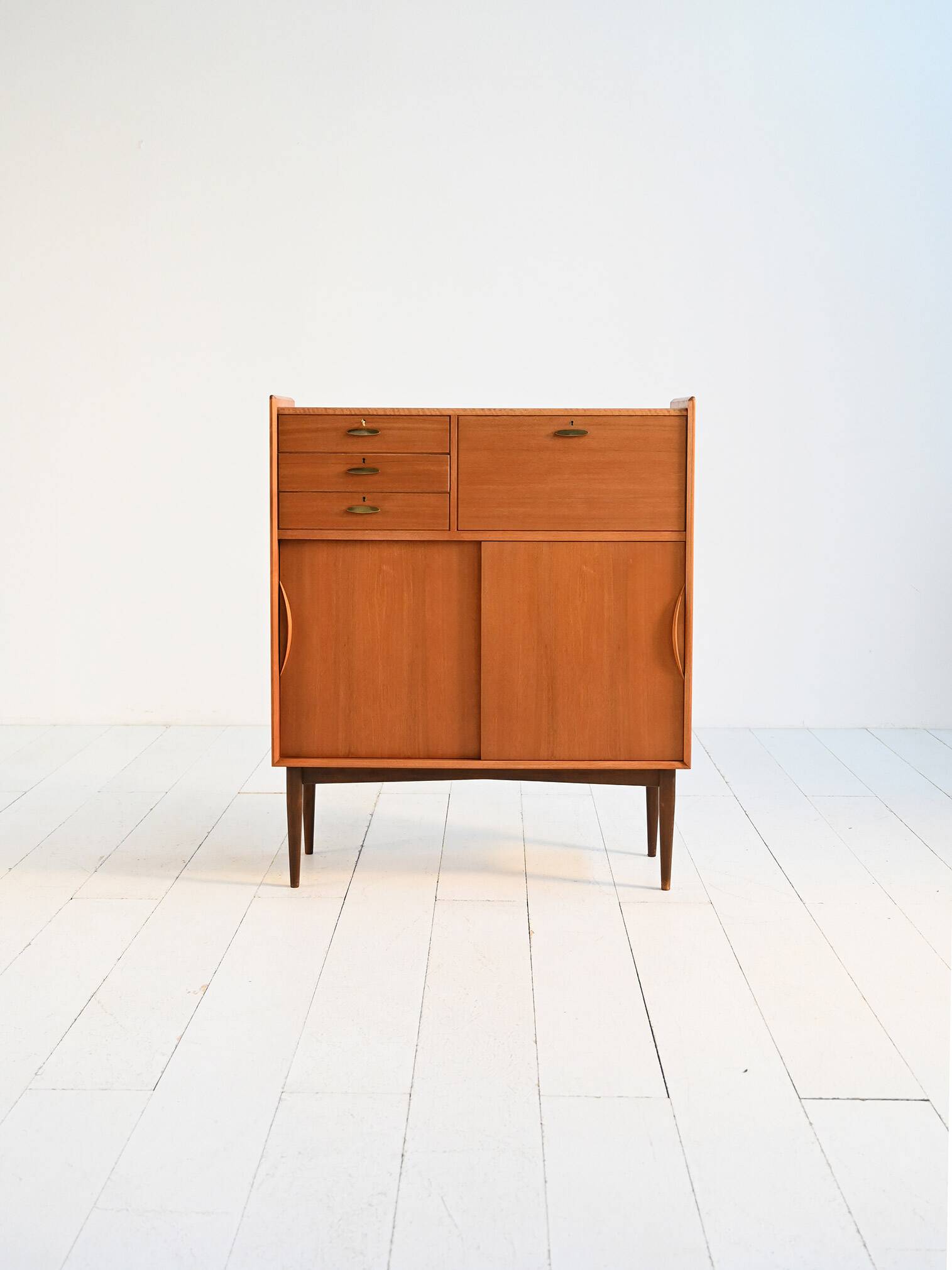1950s Danish teak and brass cabinet