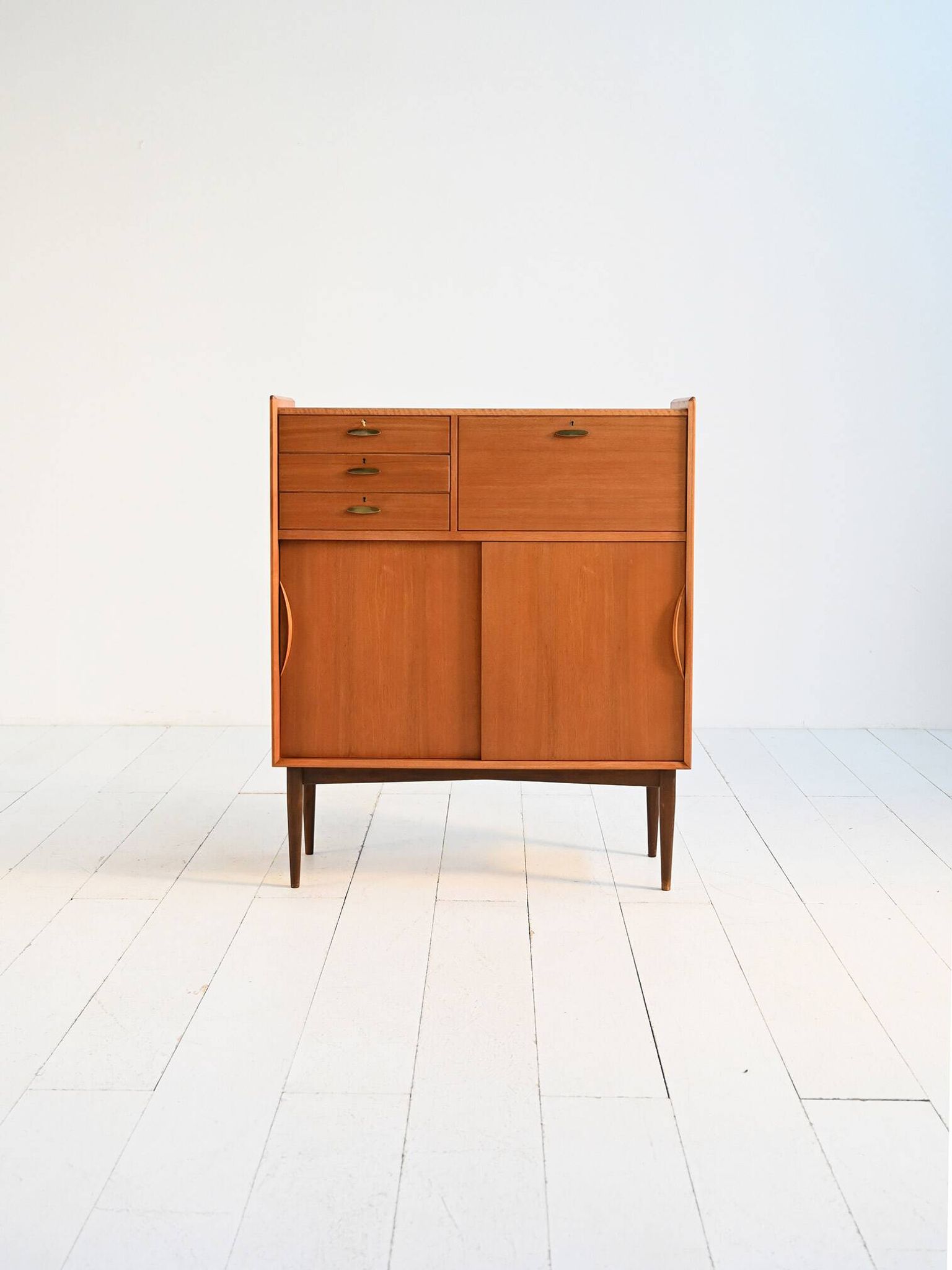 1950s Danish teak and brass cabinet