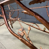Vintage hand crafted wrought iron tree branches cocktail table, 1970s