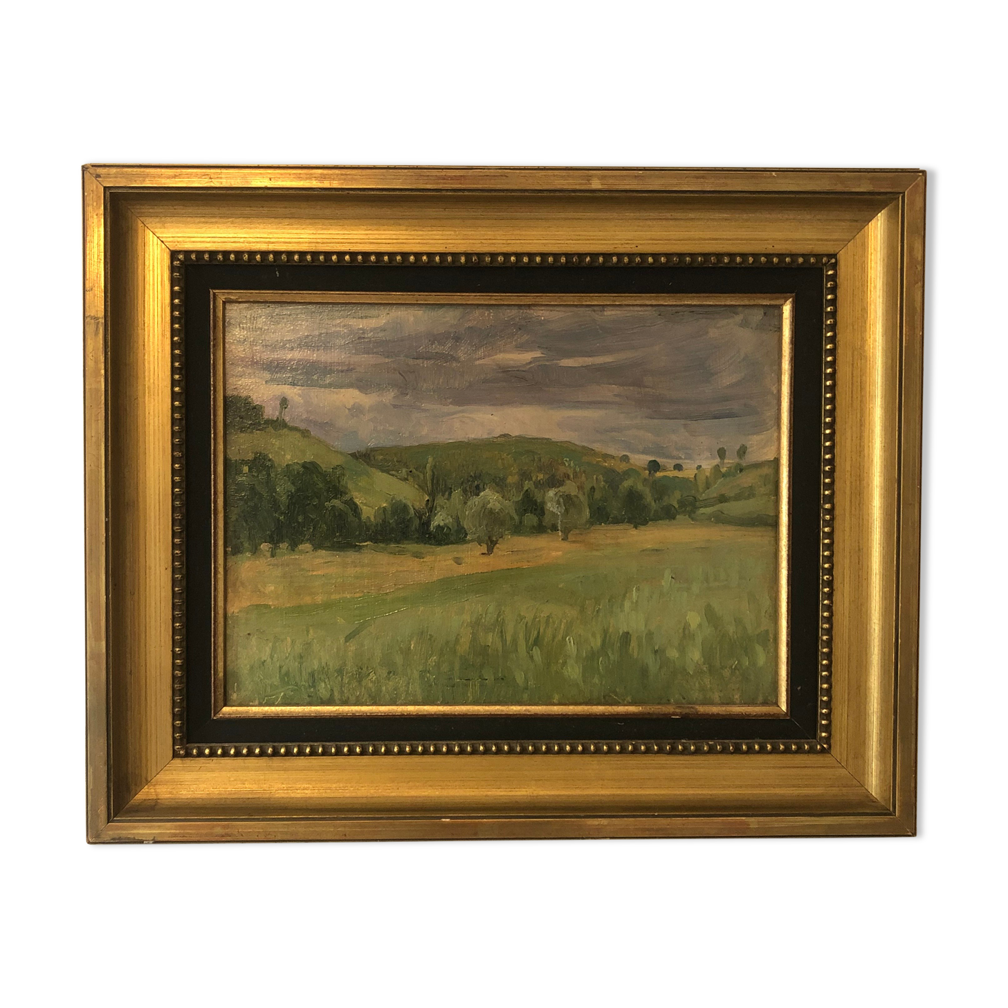 Country landscape, old oil on panel