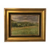 Country landscape, old oil on panel