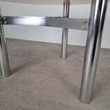 Mid-century Czechoslovak smoked glass coffee table, chrome metal, 1970s