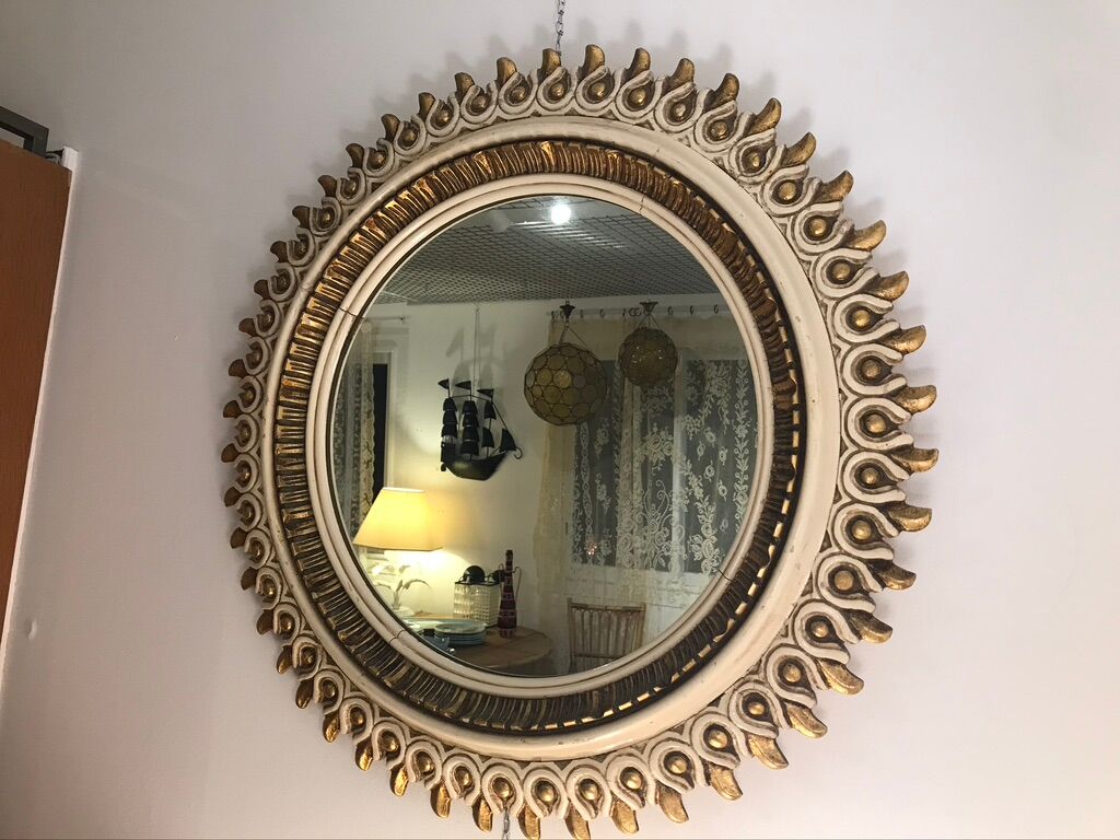 Mirror sun wood 75cm circa 1960