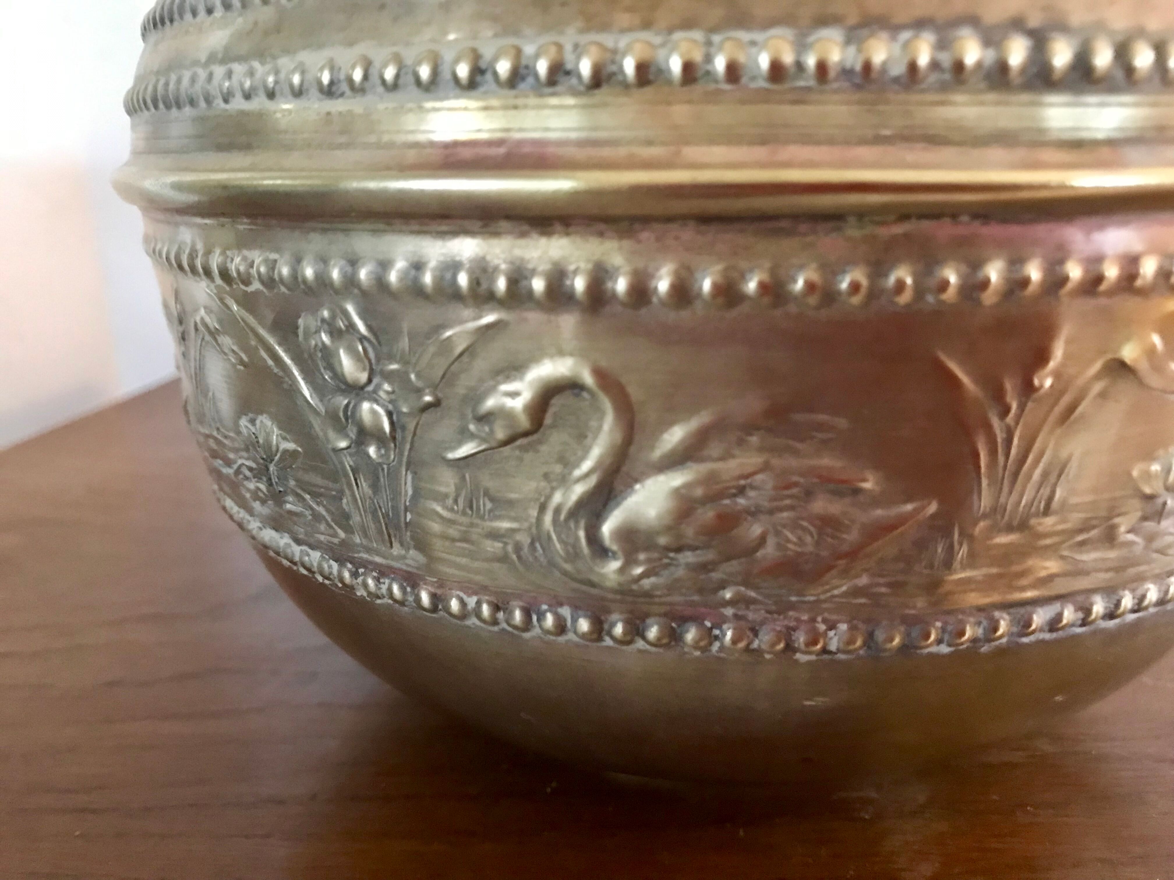 Cache-pot art déco cuivre et laiton