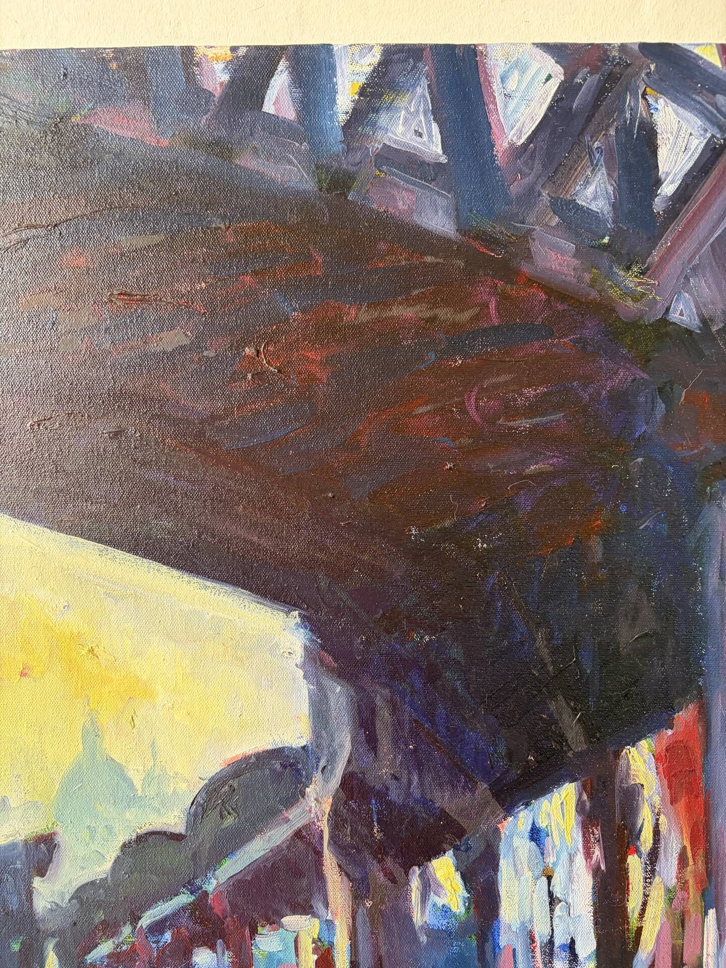 Metro Stalingrad in Paris, oil on canvas signed Patrice Landauer