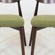 Modern Set of 2 Dining Chairs, Avocado Green Bouclè and Dark Wood