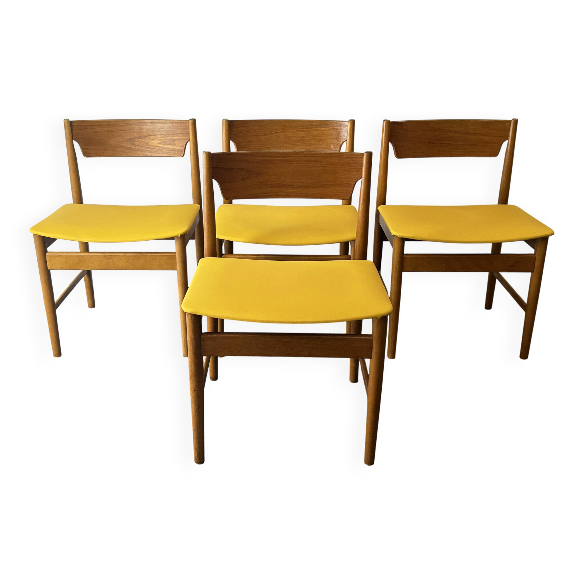 Set of 4 Edmund Homa GFM Polish Mid Century Teak Dining Chairs 1960s