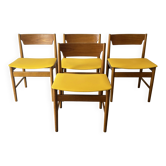 Set of 4 Edmund Homa GFM Polish Mid Century Teak Dining Chairs 1960s