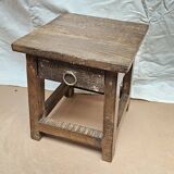 Small teak stool with 1 drawer