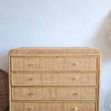 Vintage rattan chest of drawers