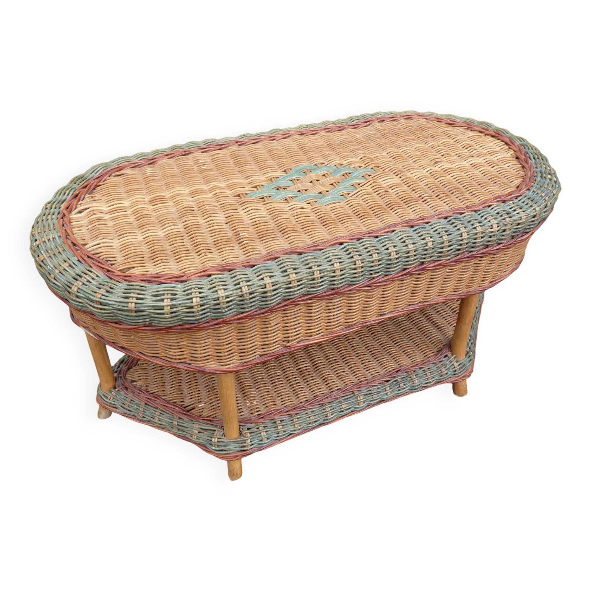 Coffee table - Wicker - Rattan - green red brown