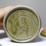 Decorative spice jar in vintage two-tone glazed stoneware, handcrafted