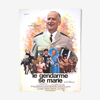 Affiche originale cinéma "Le gendarme se marie" de 1968 Louis de Funès,Galabru..