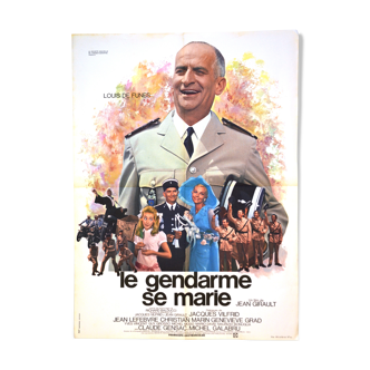 Original movie poster "The Gendarme Gets Married" from 1968 Louis de Funès,Galabru.