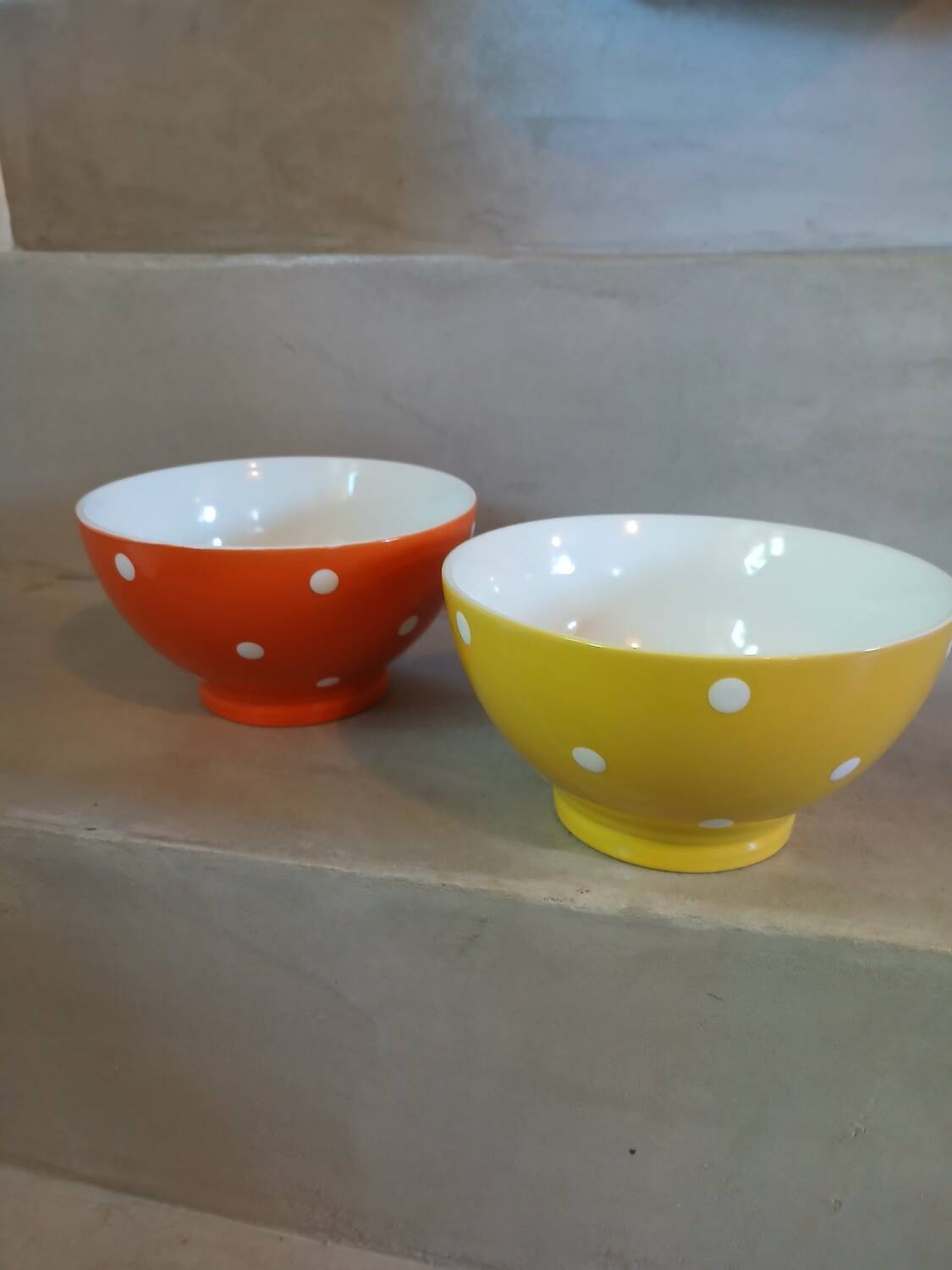 2 large polka dot bowls