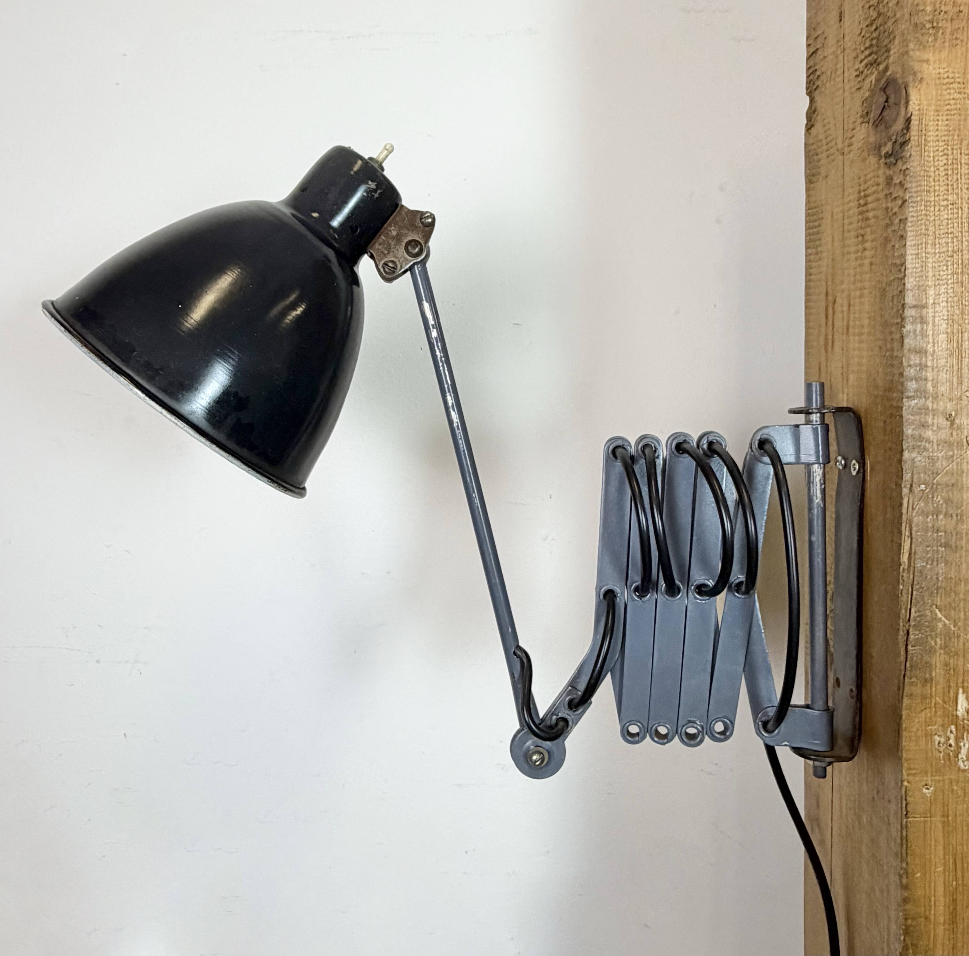 Black Industrial Soviet Scissor Wall Lamp, 1960s