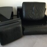 Canapé gradual lounge cuir noir Cini Boeri - knoll/gavina