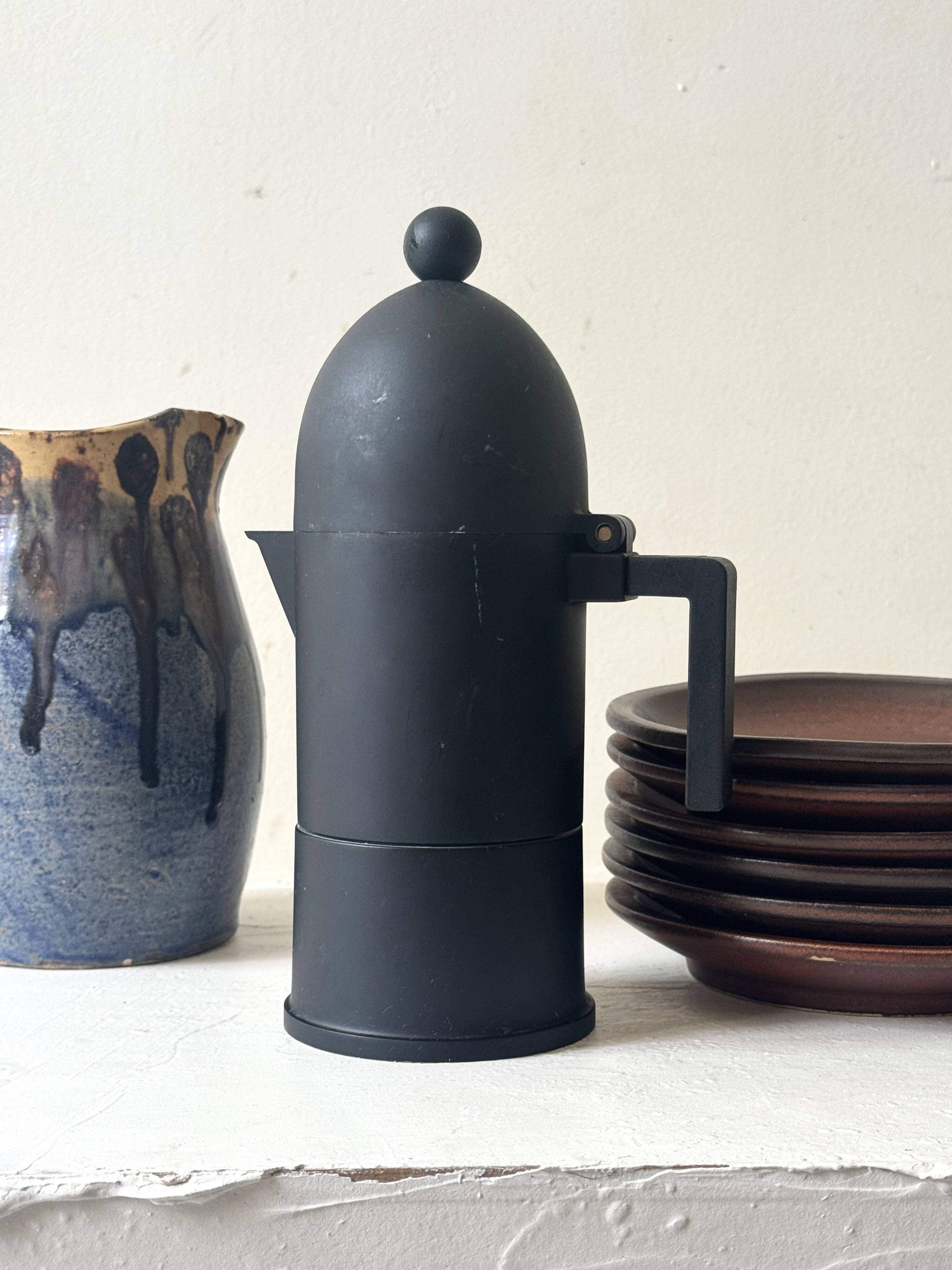 Black coffee maker design "La Cupola", Aldo Rossi for Alessi Italy 1988
