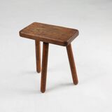 Tabouret rustique français en bois 1940