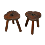 Pair of wooden stools, Spanish folk art