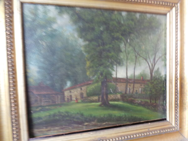 Paysage huile sur panneau signature monogramme