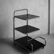 Vintage Mid-Century German Modern Bauhaus Chrome & Glass Serving Trolley