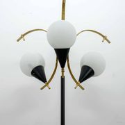 Stilnovo Mid-Century Modern Italian Brass and Opaline Glass Floor Lamp, 50