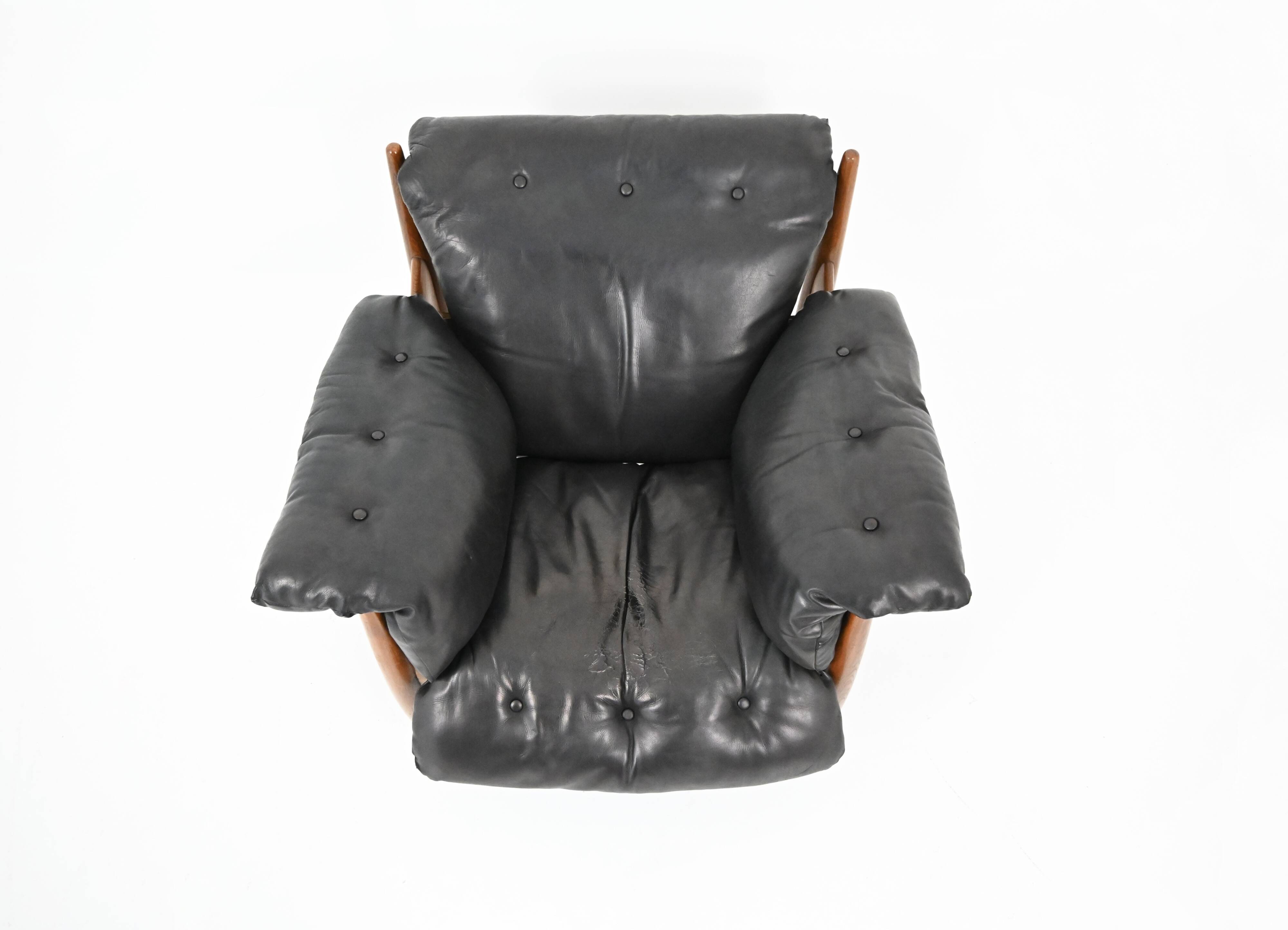 Armchair with footrest "Sheriff" by Sergio Rodrigues for ISA Bergam.